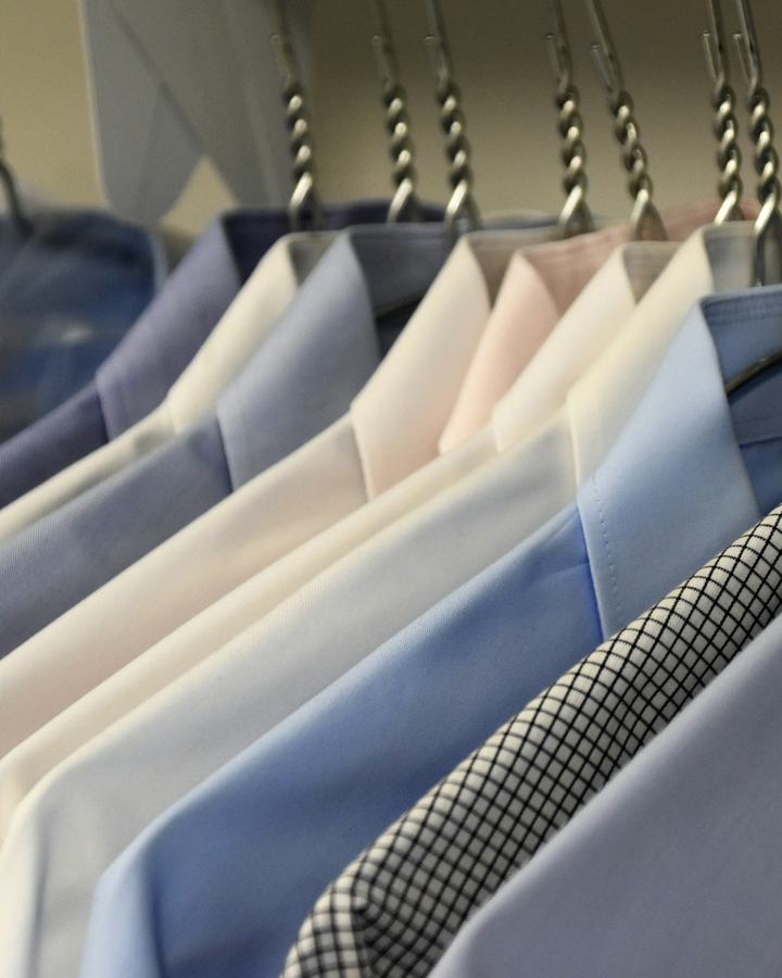 Sample photo: pressed dress shirts on hangers